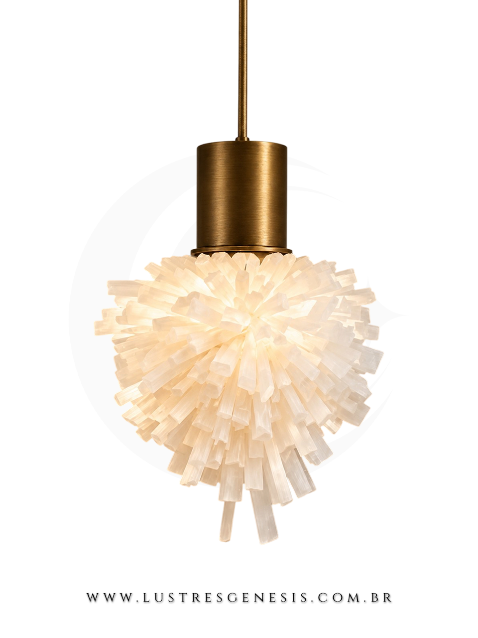 Pendente Tuly Cúpula Selenita Ø16cm Dourado Sofisticado, Cabeceira de Cama, Lavabo, Balcão de cozinha, Bancada Churrasqueira